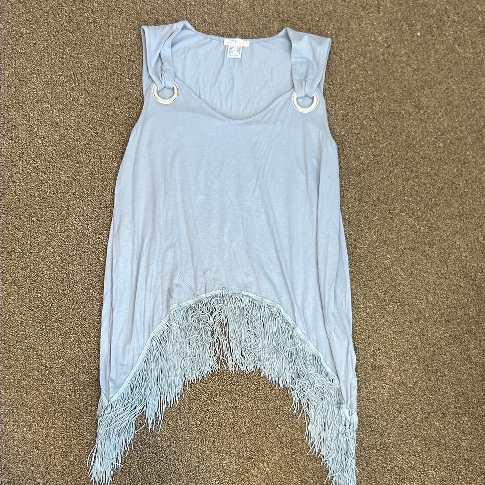 VENUS Sky Blue Fringe Tank Top